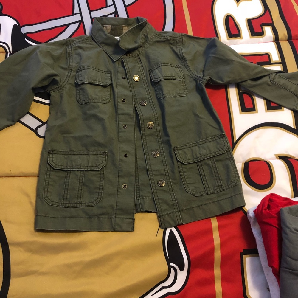 Boys size 8 polo shirts with carters jacket